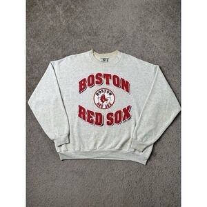 Vintage Mens Sweatshirt 90s MLB Boston Red Sox Size Gray, Baseball, Size XL